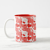 赤いハート、愛。 ツートーンマグカップ (左)