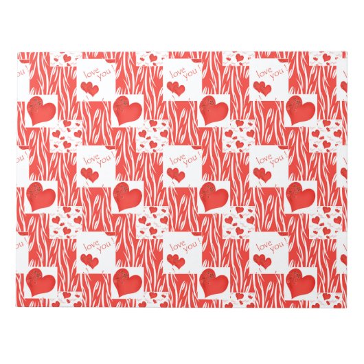 赤いハート、愛、 ノートパッド (正面)