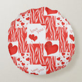 赤いハート、愛。 ラウンドクッション (裏面)