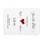 赤いハート |手書結婚式の日付を保存 マグネット (横)