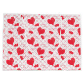 赤いハート、文字、"愛する"。 ラージペーパーバッグ (裏面)