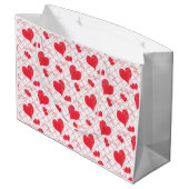 赤いハート、文字、"愛する"。 ラージペーパーバッグ (裏面アングル)