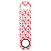 赤いハート、文字、"愛する"、赤と白。 スピード栓抜き (裏面)