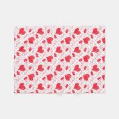 赤いハート、文字、"愛する"、赤と白。 フリースブランケット (正面(横))