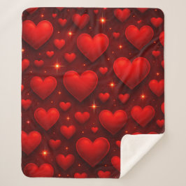 赤いハート（星付き） シェルパブランケット