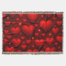 赤いハート（星付き） スローブランケット
