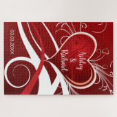 赤いハート(渦巻き) ジグソーパズル (横)