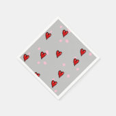 赤いハート（灰色） スタンダードカクテルナプキン (角)