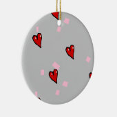 赤いハート（灰色） セラミックオーナメント (右)