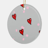 赤いハート（灰色） セラミックオーナメント (左)
