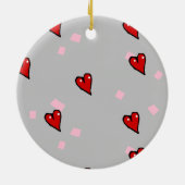 赤いハート（灰色） セラミックオーナメント (裏面)