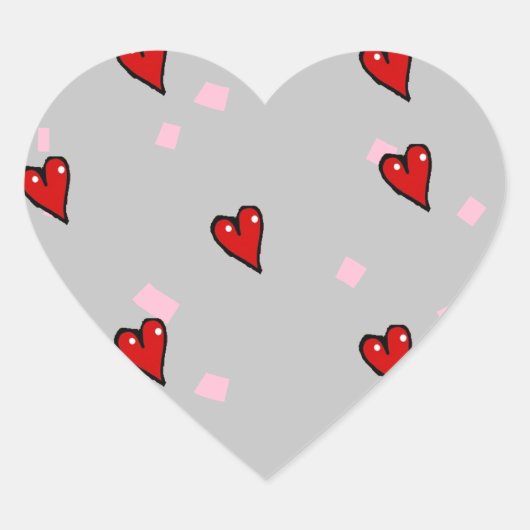 赤いハート（灰色） ハートシール (正面)