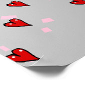 赤いハート（灰色） ポスター (角)