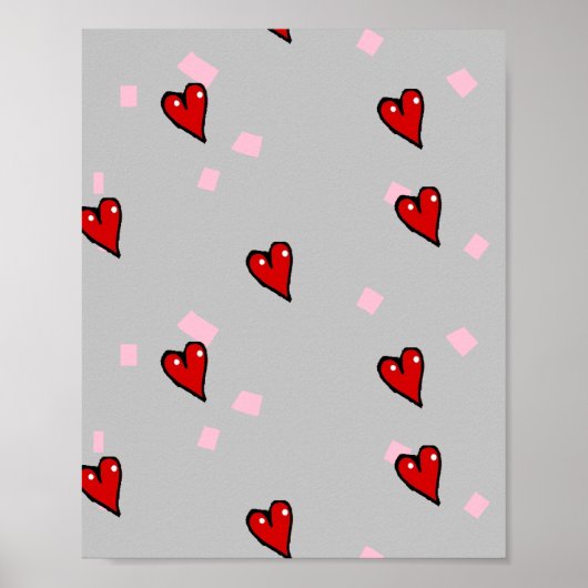 赤いハート（灰色） ポスター (正面)