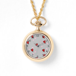 赤いハート(灰色) 腕時計