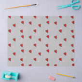 赤いハート(灰色) 薄葉紙 (クラフト)