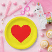 赤いハート 熱い黄色 ペーパープレート (パーティー)