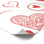 赤いハート – 白い背景 ポスター (角)