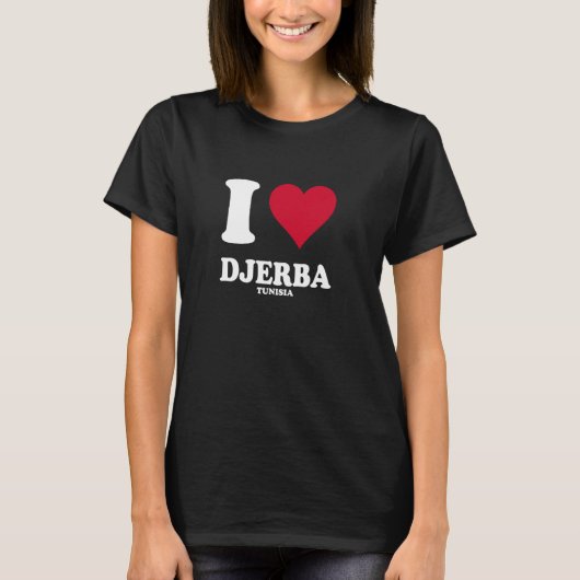 赤いハート 私はジェルバが好き Tシャツ (正面)