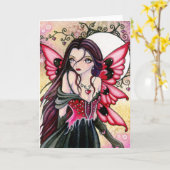 赤いハート-空白のなカード カード (黄色い花)