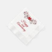 赤いハート 縁ありカクテルナプキン (角)