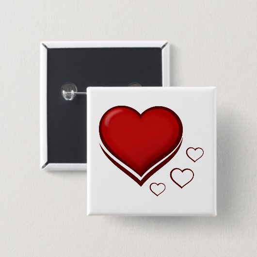 赤いハート 缶バッジ (正面&裏面)