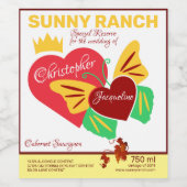 赤いハート、蝶の陽気さ ワインラベル (シングルラベル)