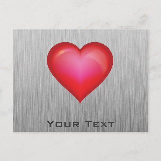 赤いハート;金属調の ポストカード (正面)