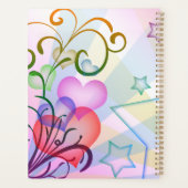 赤いハート、青い星、カラフルカスタマイズ プランナー手帳 (裏面)