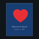 赤いハート 青 モダン ミニマリスト ウェディング チラシ<br><div class="desc">フォントや色を簡単に変更できます。ロゴや背景画像も自由に追加できます。</div>