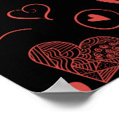 赤いハート – 黒い背景 ポスター (角)