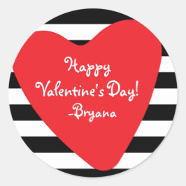 赤いハート 黒白 バレンタイン ステッカー