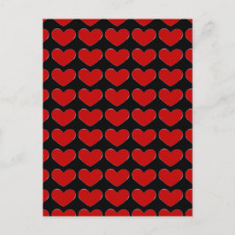 赤いハート 黒背景 ラブ ウェディング ポストカード