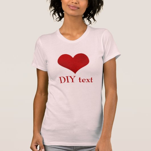 赤いハート DIY テキスト Tシャツ (正面)