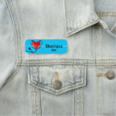 赤いハートEKGと聴診器医用ブルー  名札 (インサイチュ)