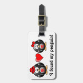 赤いハートIは生命組のための私のペンギンの仲間を見つけました ラゲッジタグ (正面縦)