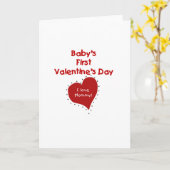 赤いハートI愛お母さんの最初バレンタインデー カード (黄色い花)