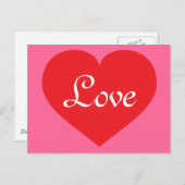 赤いハートLOVEとピンク ポストカード (正面/裏面)