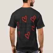赤いハートshapehappy誕生日の追加の名前文字シンプル tシャツ (裏面)