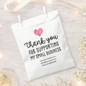 赤いハートThank You Supporting Small Business フェイバーバッグ (クリップ留めされた状態)