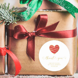 赤いハートThank You Supporting Small Business ラウンドシール