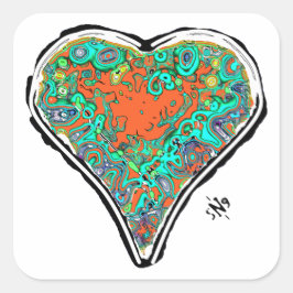 赤いハートv2正方形ステッカーの秘密の構造 スクエアシール