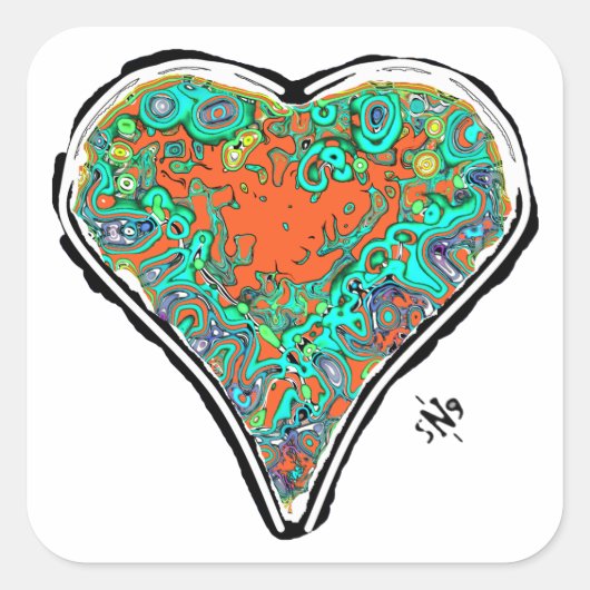 赤いハートv2正方形ステッカーの秘密の構造 スクエアシール (正面)
