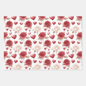 赤いハートXOXOラブバレンタインデイロマンス ラッピングペーパーシート (正面3)