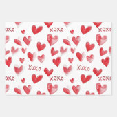 赤いハートXOXOラブバレンタインデイロマンス ラッピングペーパーシート (正面)