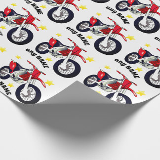 赤いバイクのラッピングペーパーにカスタムメッセージ ラッピングペーパー