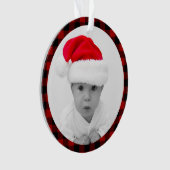 赤いバイソン柄 - 赤ちゃんの写真 - 祖父母 オーナメント (正面)