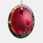 赤いバウブルアップクリスマスツリーのオーナメント セラミックオーナメント (右)