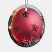 赤いバウブルアップクリスマスツリーのオーナメント セラミックオーナメント (左)