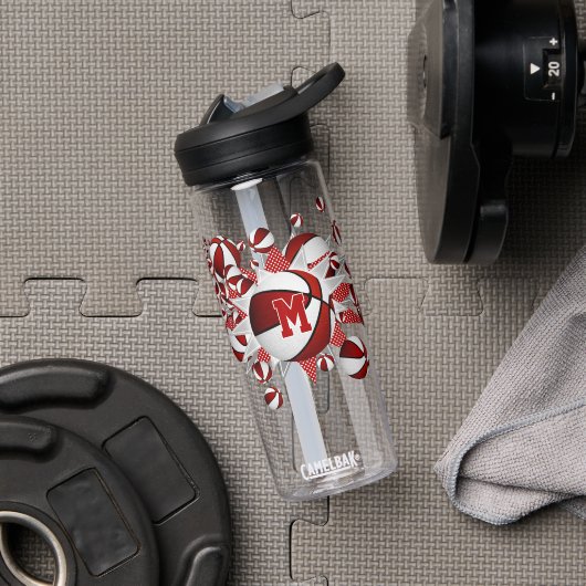 赤いバスケットボールが女の子をモノグラムの主演 ウォーターボトル (ジム)